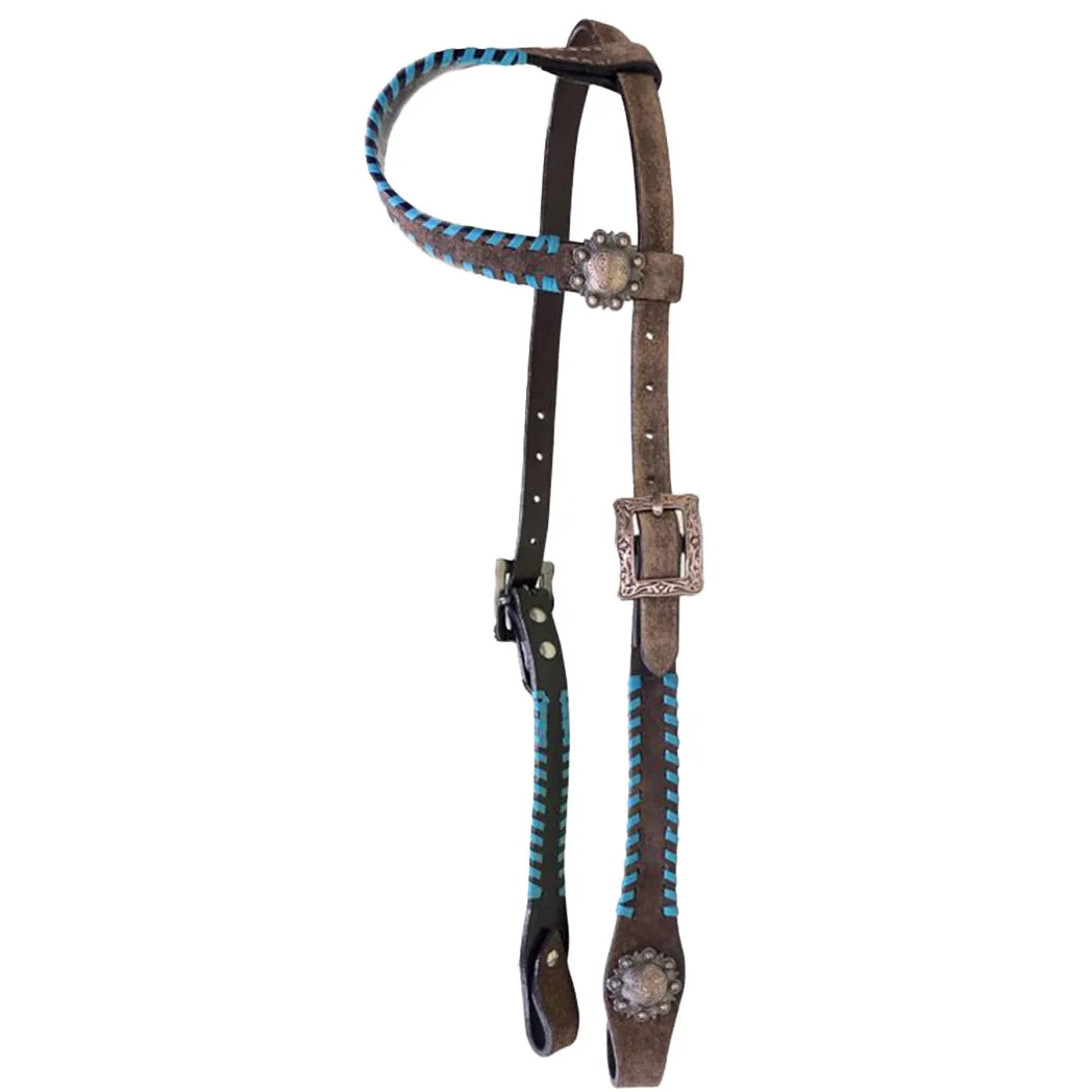 Showman One Ear Rawhide Laced Leather Headstall