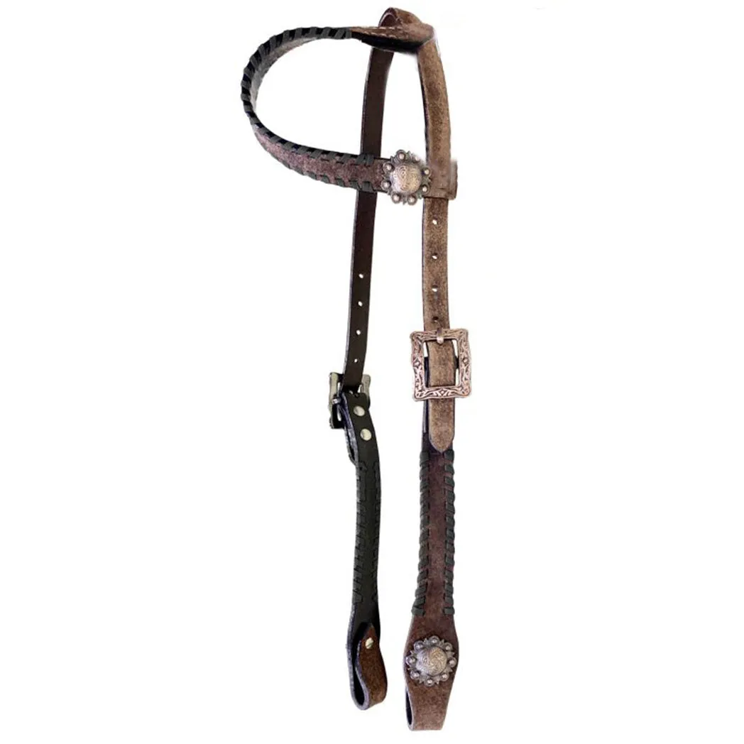 Showman One Ear Rawhide Laced Leather Headstall