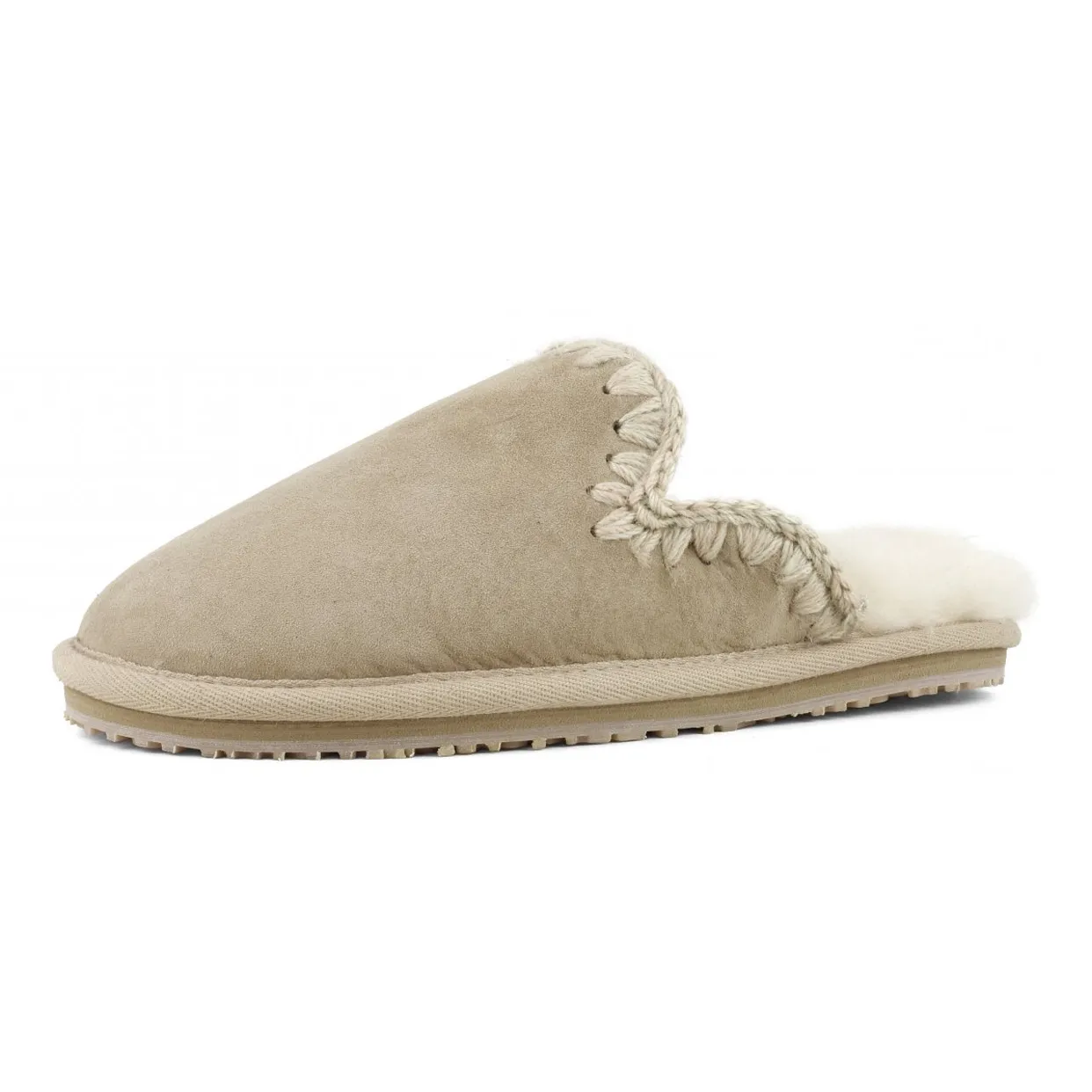 SLIPPERS SUEDE ESKIMO STITCH Donna Camel