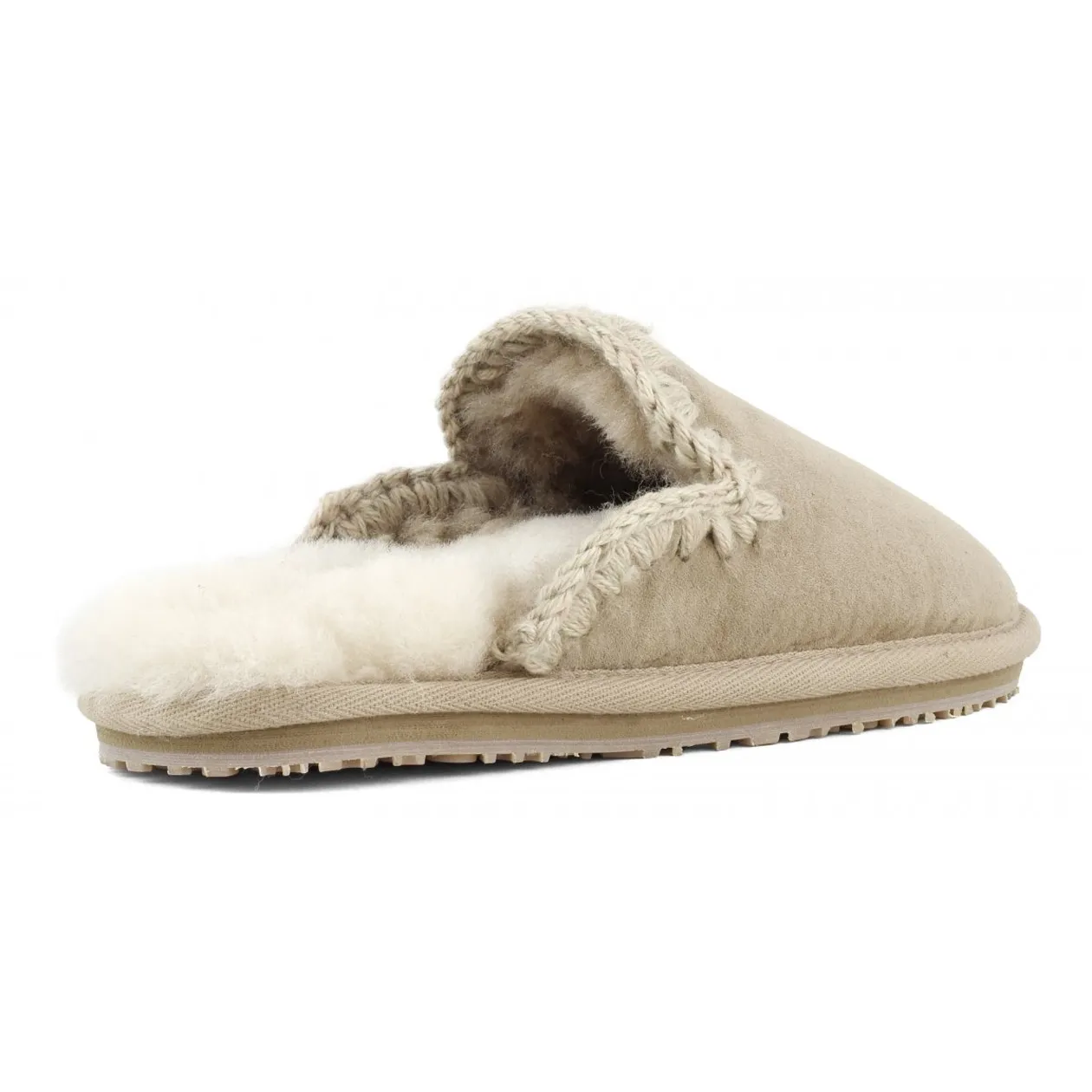 SLIPPERS SUEDE ESKIMO STITCH Donna Camel