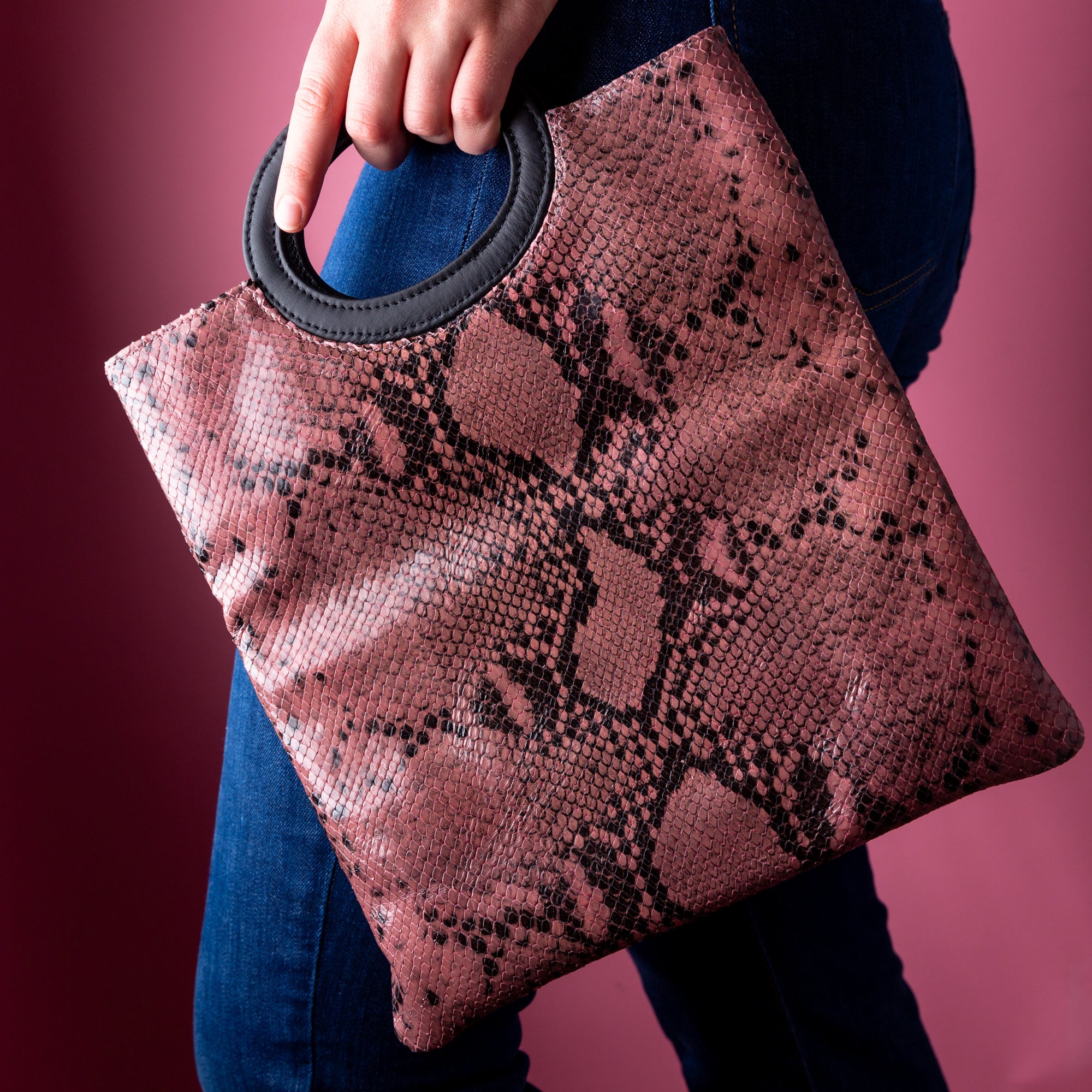 Snake Pink Three Way Clutch