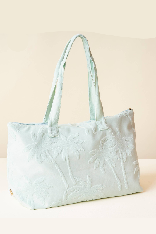 Terry Tote- Aqua Palm