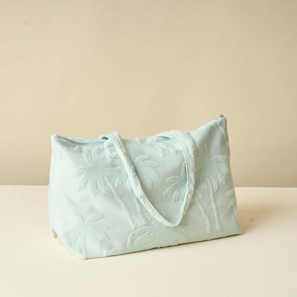 Terry Tote- Aqua Palm