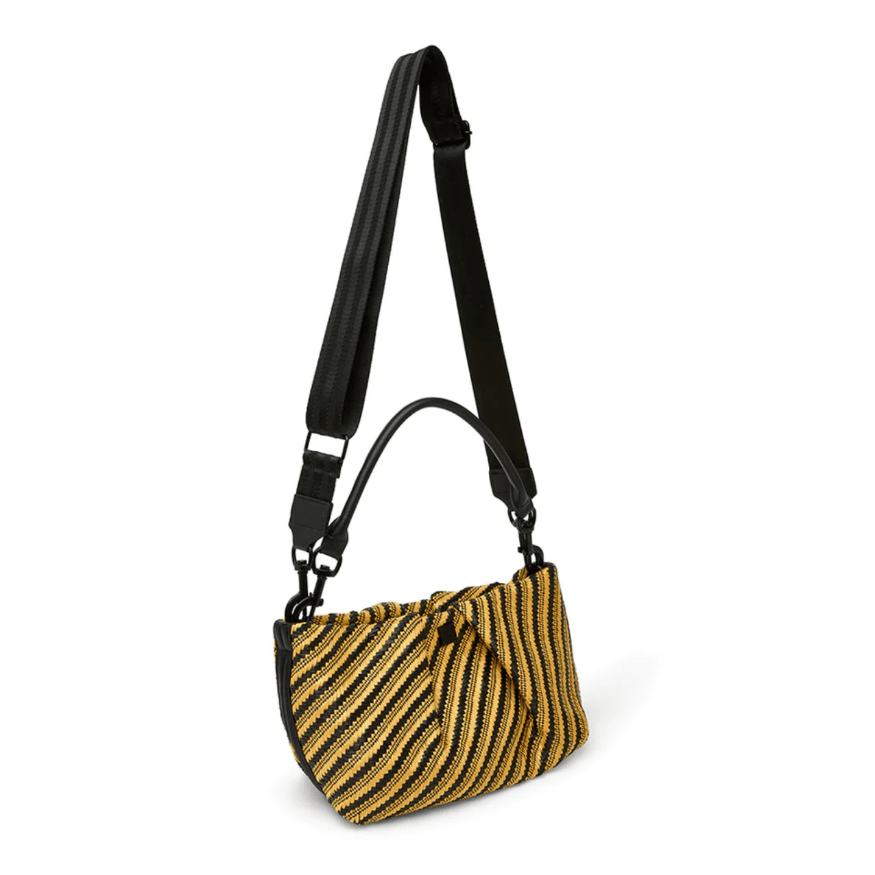 Think Royln Chic Savanna Clutch Crossbody Diagonal Stripe Raffia Handbag in Dune Black