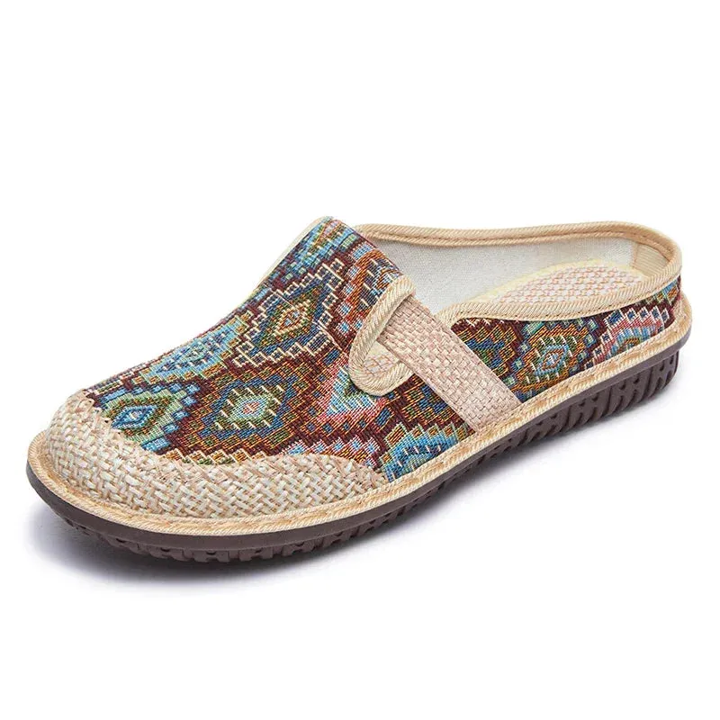 Women's Non-slip Breathable Linen Slippers Outdoors Soft Bottom