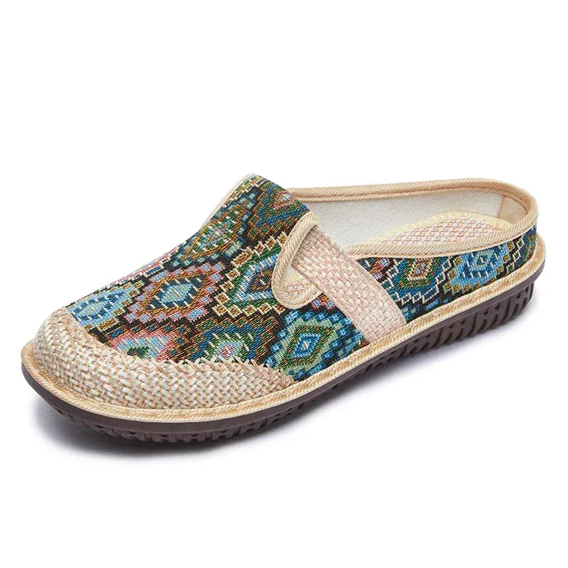 Women's Non-slip Breathable Linen Slippers Outdoors Soft Bottom