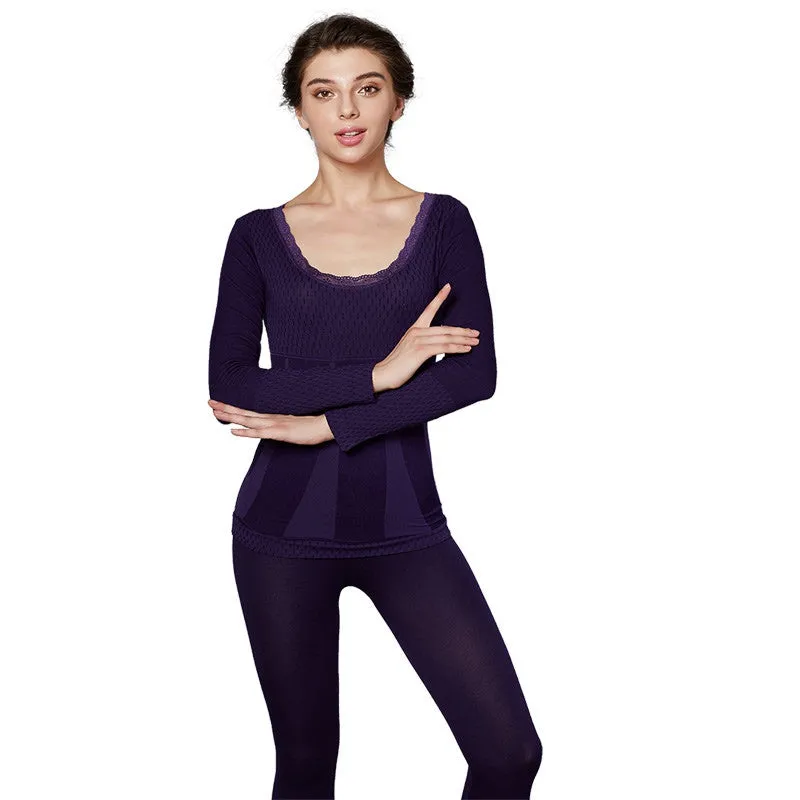 Womens Soft Modal Thermal Underwear Top Bottom Microfiber Fleece Lined Long John Set SM6