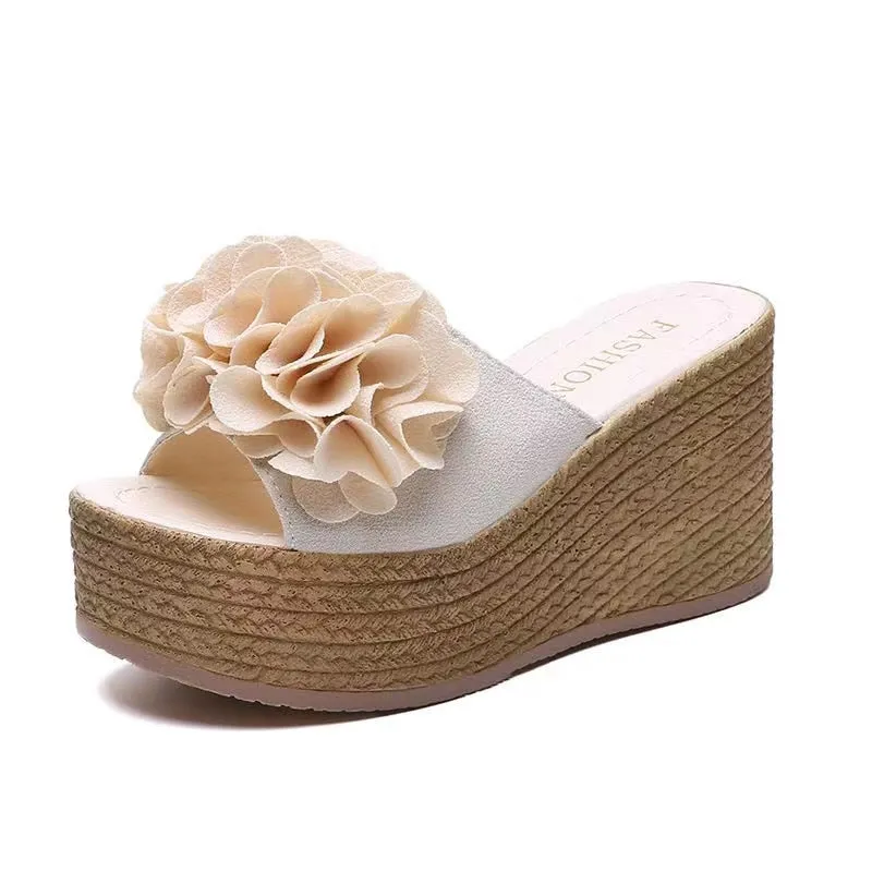 Women's Summer Leisure Style Open-Toe High Heel Platform Slippers