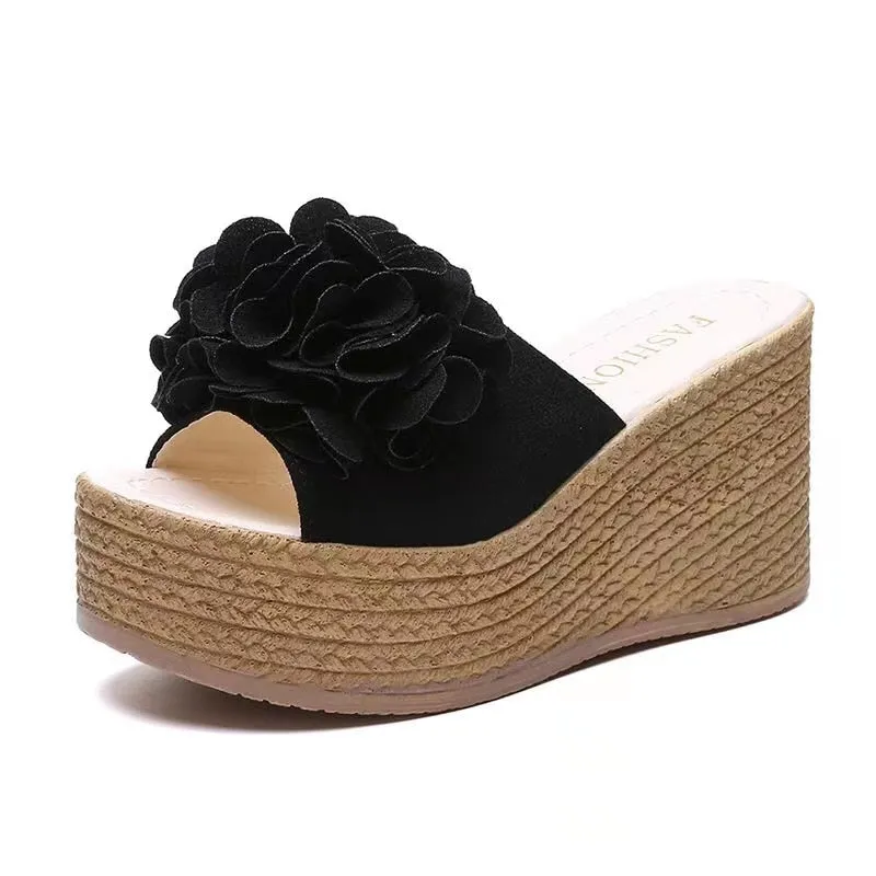 Women's Summer Leisure Style Open-Toe High Heel Platform Slippers