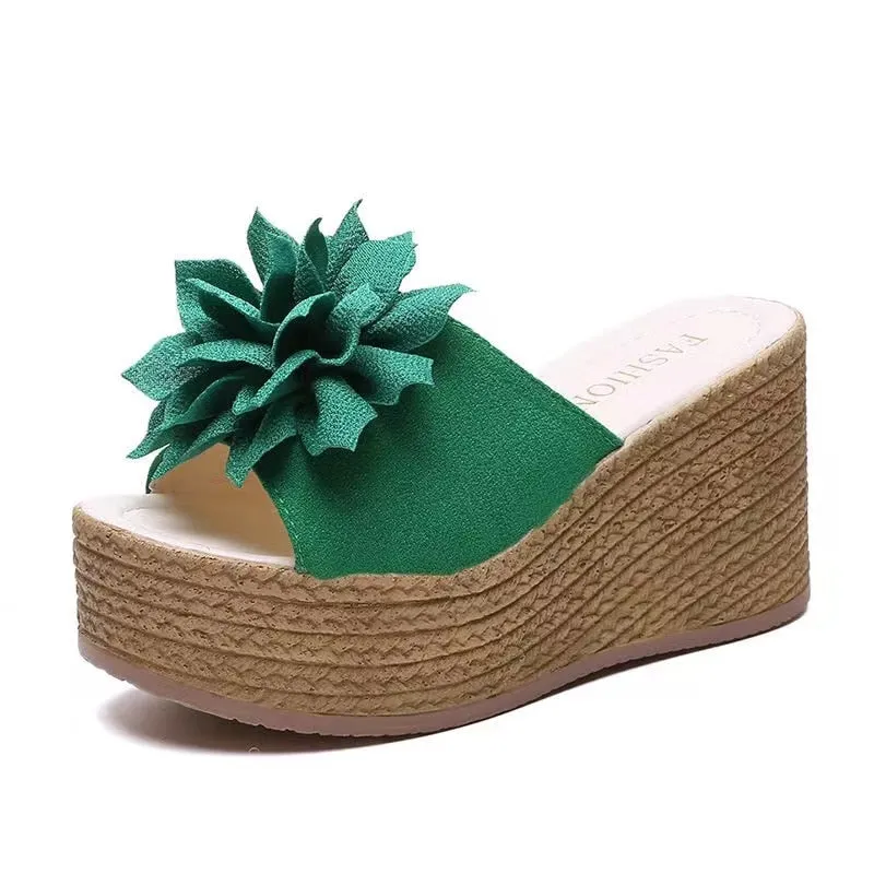 Women's Summer Leisure Style Open-Toe High Heel Platform Slippers