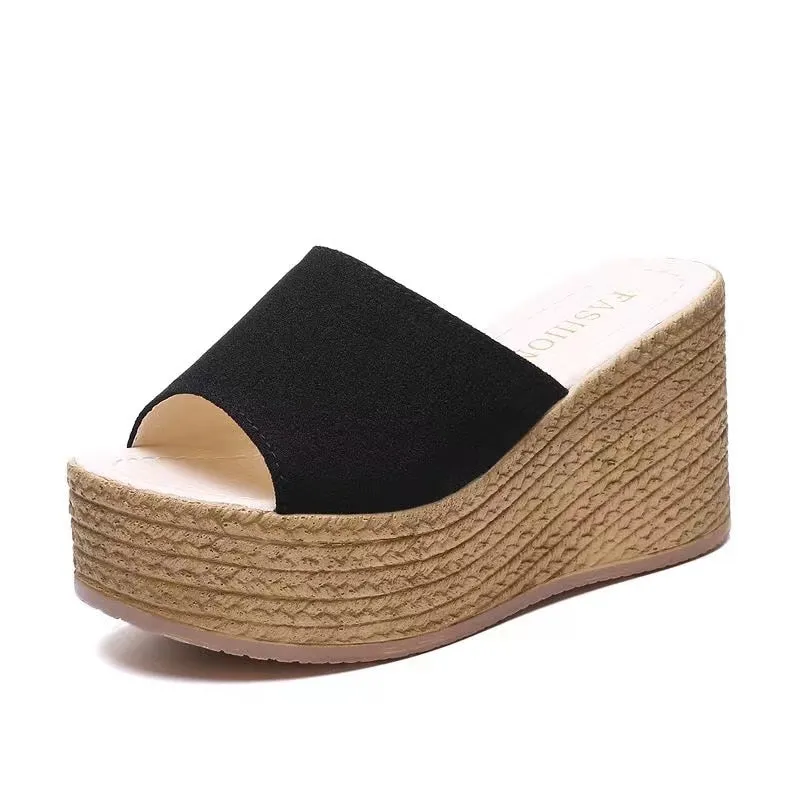 Women's Summer Leisure Style Open-Toe High Heel Platform Slippers