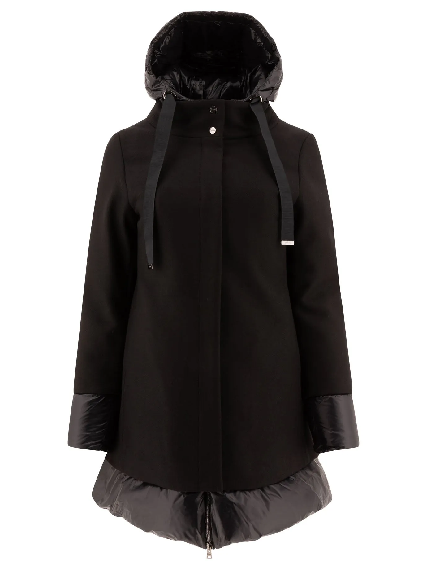 Wool And Ultralight Nylon Down Coat Coats Black