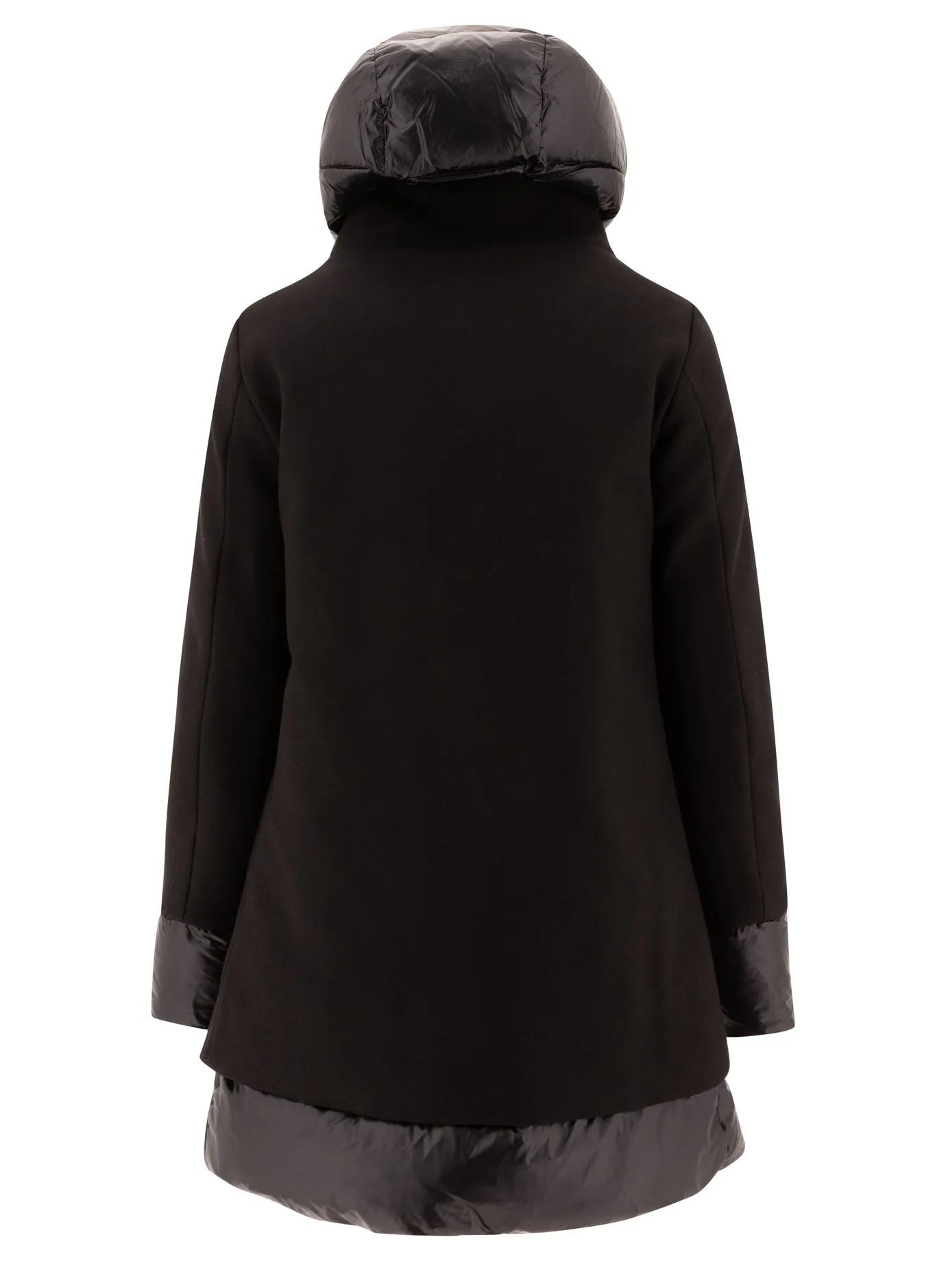 Wool And Ultralight Nylon Down Coat Coats Black